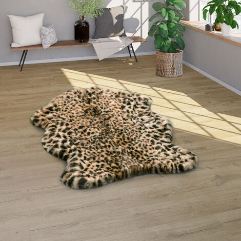 Paco Home Tappeto a pelo alto, tappeto in pelliccia, ecopelliccia design  leopardato morbido lavabile marrone 70x100