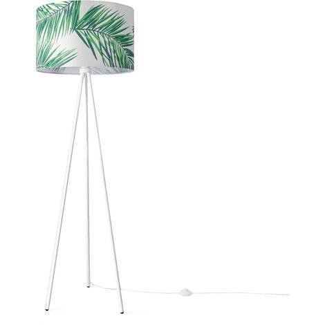 Paco Home Lampada Da Terra Soggiorno Camera Da Letto E27 Natura Palme Verde Beige Verde (Ø455cm), Lampada da terra - Bianca
