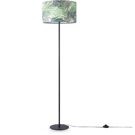 Paco Home Lampada Da Terra Soggiorno Camera Da Letto E27 Natura Design Floreale Palme Verde (Ø38cm),  Lampada da terra - Nero
