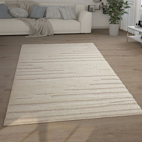 Paco Home Tappeto Salotto Pelo Lungo Shaggy Effetto 3D Etnico Boho Vintage Morbido 120x160 cm, Crema 2 (1/5)