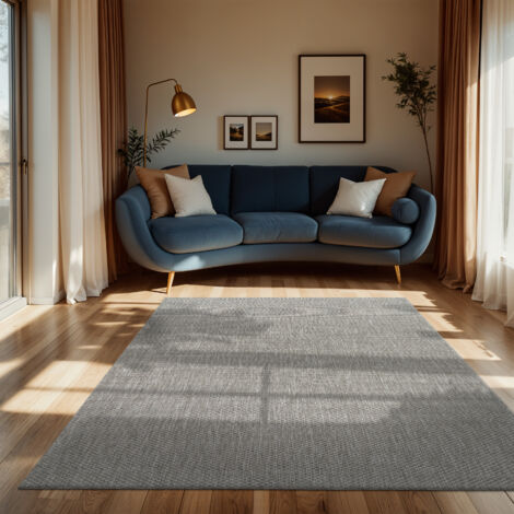 Paco Home Tappeto Per Esterno Balcone Terrazza Tappeto Cucina Monocolore Mélange Grigio, 300x400 cm