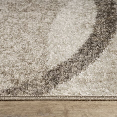 Tappeto Salonto Motivo Cerchio Grigio Crema 60x100cm - Polipropilene Pelo Corto