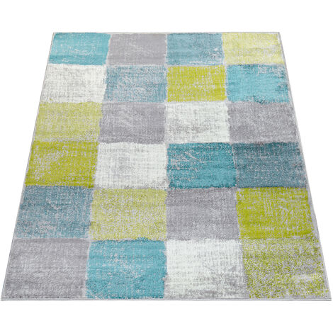 Tappeto Moderno Colorato Per Giovani - Design A Quadri Melange In Rosso, Fuchsia, Verde E Blu - 80x150 Cm - Foto 2