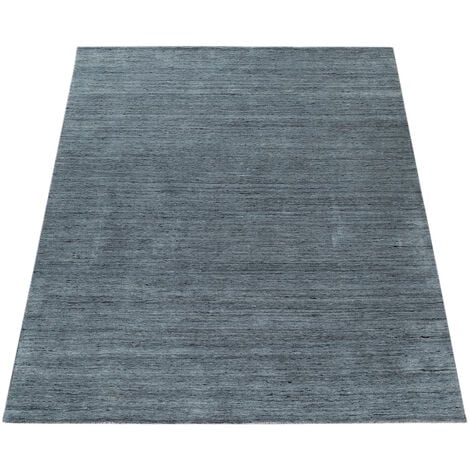 Paco Home Tappeto Realizzato A Mano Pregiato Cotone Viscosa Elegante  Mélange In Grigio Scuro 80x150 cm