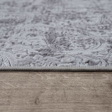 Paco Home Tappeto Pelo Corto Per Soggiorno Look Orientale Lavabile, Grigio  Antracite 150x230 cm