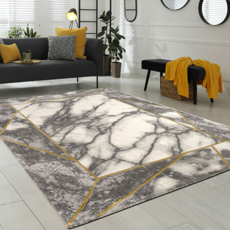 Paco Home Morbidi tappeti marmorizzati a pelo corto in grigio e oro per il soggiorno con motivi diversi 80x150 cm, Oro 5