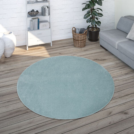 Paco Home Tappeto Pelo Corto Lavabile, Monocolore Semplice e Moderno, div. misure e colori Turchese, Ø 160 cm tondo