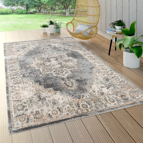 Paco Home Tappeto Per Esterno Terrazzo Cucina Marocco Motivo Ornamenti Mandala Grigio 80x150 cm