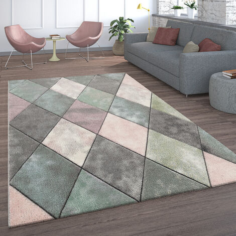 Paco Home Tappeto a pelo corto per soggiorno in colori pastello, rosa e giallo in diversi colori e misure 60x110 cm, Multicolore