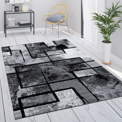 Paco Home Tappeto Grigio Salotto Vintage Pelo Corto Motivo Geometrico Astratto 80x150 cm, Grigio