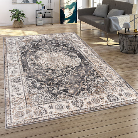 Paco Home Tappeto Salotto Moderno Pelo Corto Moderno Motivo Persiano Motivo Ornamenti Bordura Mandala 60x100 cm, Grigio 5