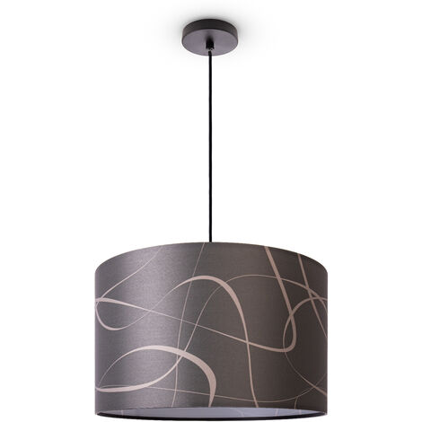 Paco Home Lampada A Plafone Soggiorno Sospensione Tavolo Paralume Tessuto Moderno Astratto Luce a sospensione - Nero, Design 2 (Ø45,5 cm)