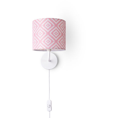 Paco Home Lampada Da Parete Paralume Stoffa Da Tavolo Da Comodino E14 Vintage Rétro Tondo Lampada da parete - Bianca, Design 8 (Ø18 cm)