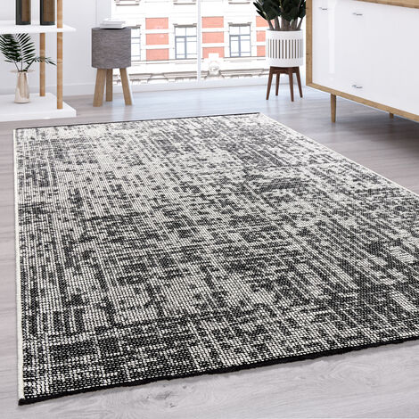 Paco Home Tappeto Salotto Moderno Tessuto Liscio Moderno Monocolore Pastello Con Frange 160x220 cm, Crema
