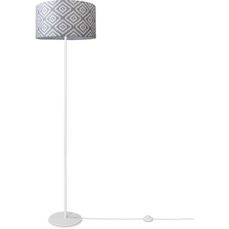 Paco Home Lampada Da Terra Soggiorno Moderna E27 Da Lettura Treppiede RÃ©tro Paralume Design 7 (Ø38 cm), Lampada da terra a gamba singola - Bianca