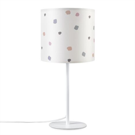 Paco Home Lampada Da Parete Paralume Stoffa Da Tavolo Da Comodino E14 Vintage Rétro Tondo Lampada da tavolo - Bianca, Design 3 (Ø18 cm)