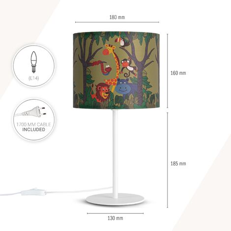 Paco Home Lampada Da Tavolo Cameretta Dei Bambini Paralume Tessuto Lampada  Da Parete Animali Lampada da