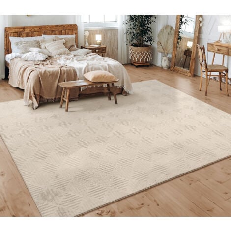 Paco Home Moderno tappeto a pelo corto per il soggiorno con design  geometrico dal motivo a rombi, in grigio 60x100 cm