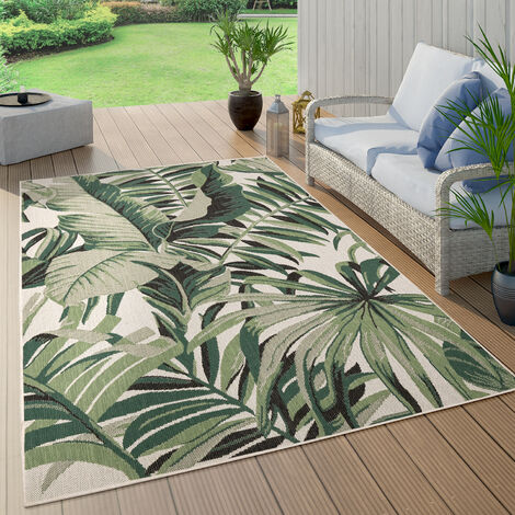 Paco Home Tappeto Cucina Da Esterno Salotto Balcone Palme Giungla Floreale Boho Verde 120x170 cm, Verde 10