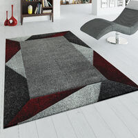 Tappeto moderno cm 200x200 grigio rosso geometrico made in italy design