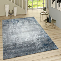 Paco Home Tappeto a pelo corto motivo orientale moderno grigio blu 60x100 cm