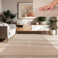 Paco Home Tappeto Moderno per Soggiorno a Pelo Corto Lavabile Morbido Uni Effetto Pelliccia Antiscivolo 140x200 cm, Beige