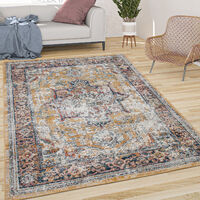 Paco Home Tappeto Salotto Pelo Corto, Motivo Orientale, Grigio Beige E Blu  60x100 cm