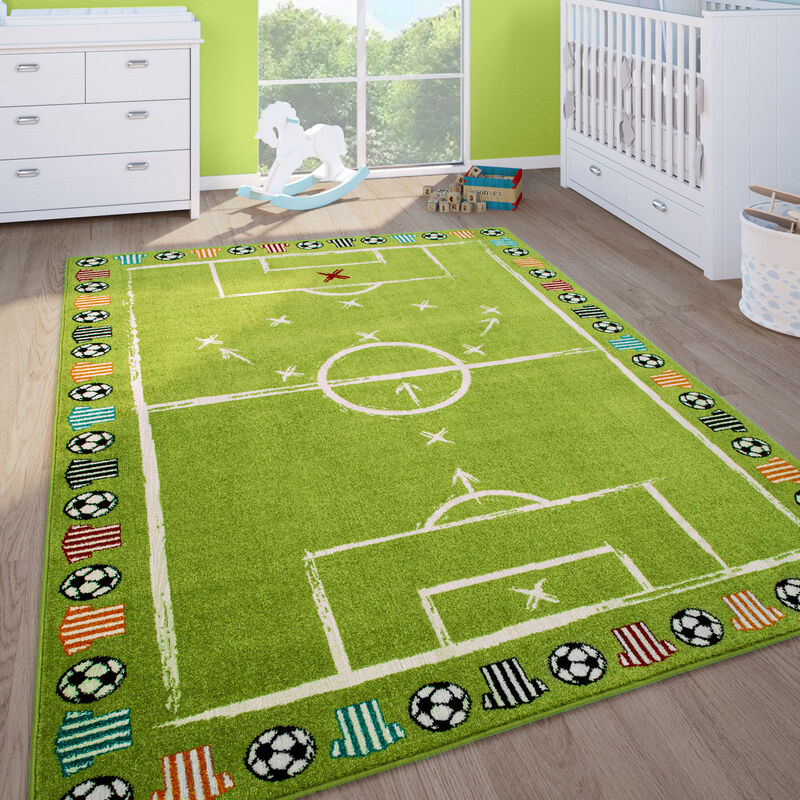 Paco Home Alfombra de juego habitación infantil niño pelo corto campo en verde 80x150 cm tamaño80x150