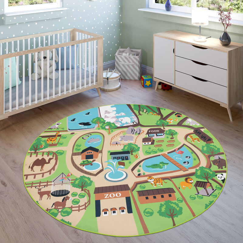 oso Alfombra infantil de juegos para habitación infantil diseño de zoo con tigre tamaño: 80 x 150 cm multicolor 