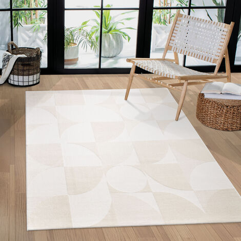 Paco Home Alfombra Salon De Habitacion Pelo Corto Lisa Motivo Nordica Dibujo Geometrico 120x170 cm, Crema 4 (1/5)