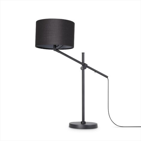 Paco Home Luminaria Pie LED Lámpara Mesa Colgante Salón Dormitorio Comedor E27 Lámpara de mesa, Negro-gris