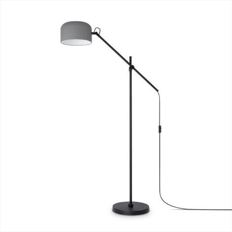 Paco Home Luminarias LED Suspensión Pie Techo Decoración Salón Lectura Despacho E27 Negro, Lámpara de pie - Gris