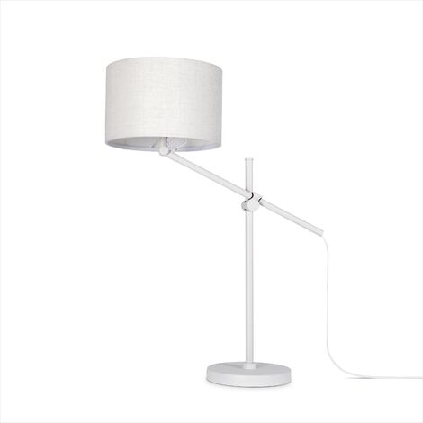 Paco Home Luminaria Pie LED Lámpara Mesa Colgante Salón Dormitorio Comedor E27 Lámpara de mesa, Beige Blanco