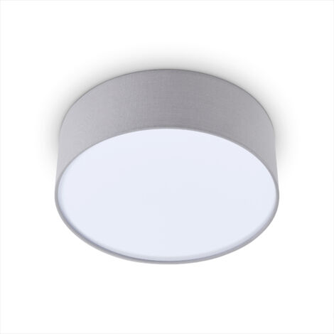 Paco Home Lámpara Techo Mesa Comedor Salón Moderna Oficina Redonda Pantalla Tela E27 Gris, Ø30cm