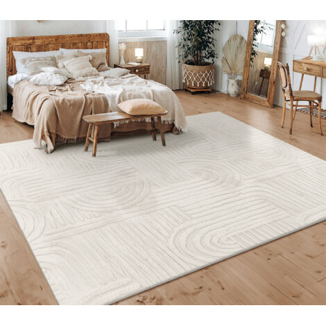 Paco Home Alfombra Salon De Habitacion Pelo Corto Motivo Nordica Boho Dibujo Geometrico 80x150 cm, Crema 7