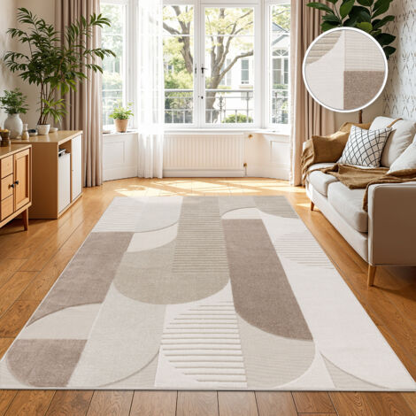 Paco Home Alfombra Salon De Habitacion Cocina Exterior Terraza Jardin Nordica Boho Chic 160x230 cm, Beige 2