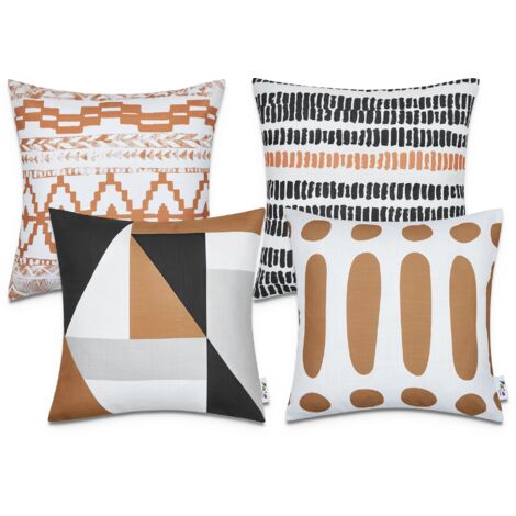 Paco Home Fundas Cojines Decoración Salón Motivo Geométrico Funda Cojín Decorativa 4pcs-Set, Marrón