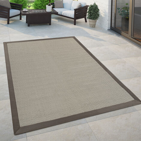 Paco Home Alfombra De Tejido Plano Interior Y Exterior Moderno Aspecto Natural Monocolor Beige 80x150 cm