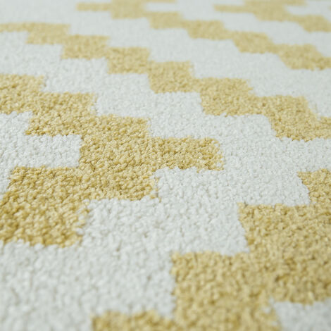 Paco Home Alfombra Salón Pelo Corto Moderna Motivo Geométrico Étnico  Amarillo Blanco 60x100 cm