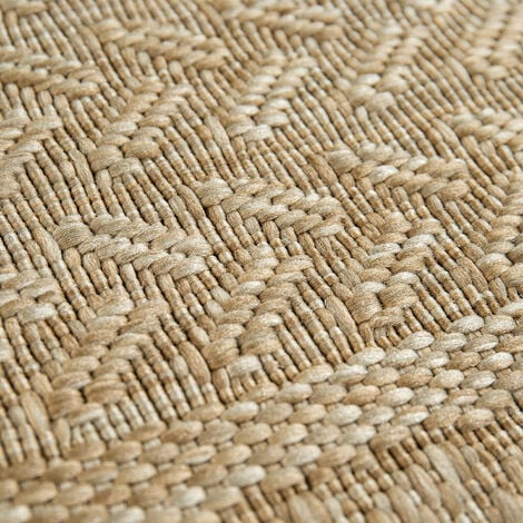 Alfombra para Interior Y Exterior Tejido Plano Diseño Escandinavo Efecto  Sisal Beige, Tamaño:160x230 cm