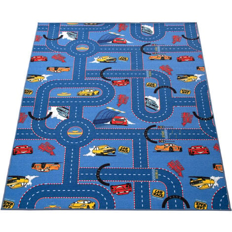 Paco Home Alfombra Habitación Infantil Moderna Aprendizaje Diseño Calle  Coche Casa Azul 80x150 cm