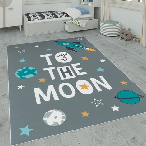 Paco Home Alfombra Para Habitación Infantil Juegos Bebé Estrella Nube Luna  Beige Blanco 80 cm redon