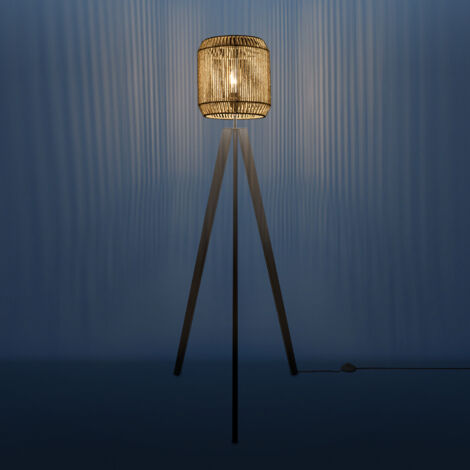 Paco Home Lampada Da Terra Moderna Effetto Rattan: Stile Boho Per Soggiorno E Camera Da Letto, Bianco 28cm - 5