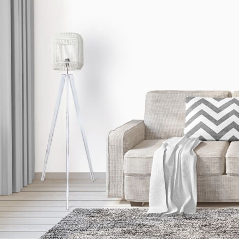 Paco Home Lampada Da Terra Moderna Effetto Rattan: Stile Boho Per Soggiorno E Camera Da Letto, Bianco 28cm - 6