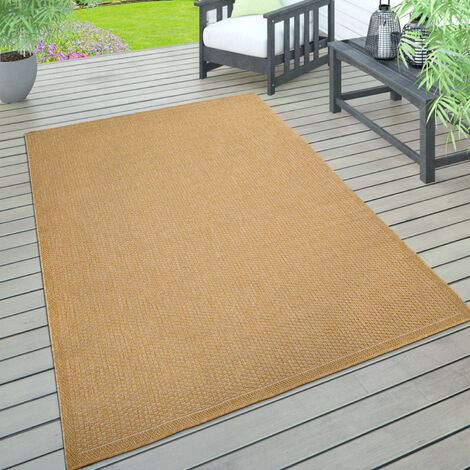 Paco Home Alfombra Interior Exterior Terraza Balcón Intemperie Lisa Estructura Amarillo, 120x160 cm
