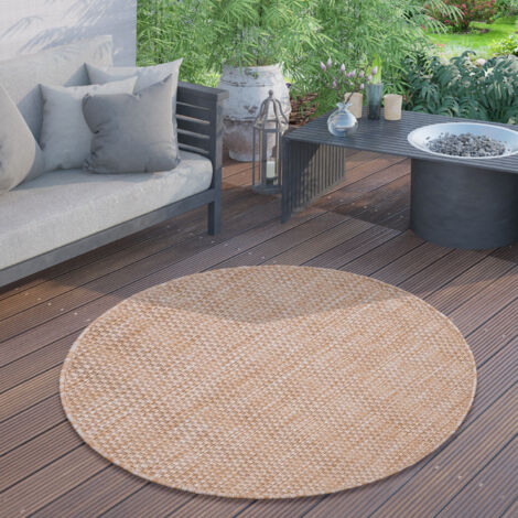 Paco Home Alfombra Exterior Redonda Intemperie Balcón Terraza Cocina Motivo Monocolor Naturaleza, 80 cm redon