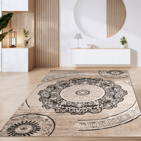 Paco Home Alfombra Salón Pelo Corto Vintage Motivo Geométrico Moderno Marrón Beige 160x220 cm, Marron 8