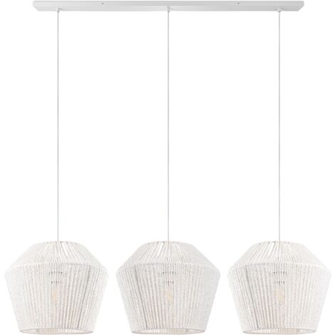 Paco Home Lámpara Suspensión Mesa Comedor Cesto Boho Colgante Lámpara E27 Ratán Lámpara colgante - Blanco, Blanco (Ø33cm)