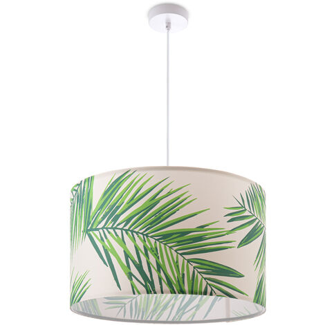 Paco Home Lámpara Techo Salón Comedor Suspensión Flores Palmeras Decoración E27 Lámpara colgante - Blanco, Diseño 4 (Ø45,5 cm)