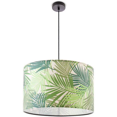 Paco Home Lámpara Techo Salón Comedor Suspensión  Flores Palmeras Decoración E27 Lámpara colgante - Negro, Diseño 3 (Ø45,5 cm)